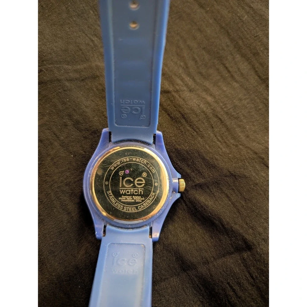Unisex Ice-Watch Round Blue Dial‎ Rotating Bezel WR 10ATM Date Silicone Watch 08